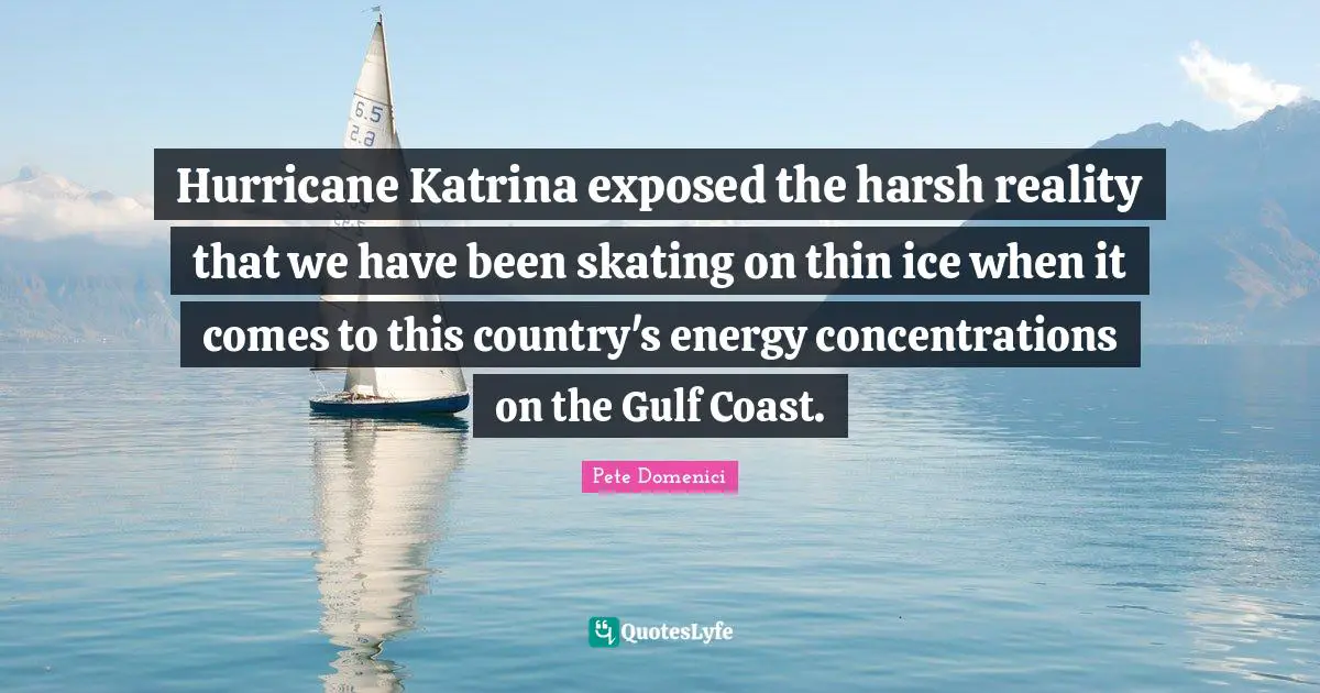 Hockey Quotes: "Hurricane Katrina exposed the harsh reality that we have been skating on thin ice when it comes to this country's energy concentrations on the Gulf Coast."