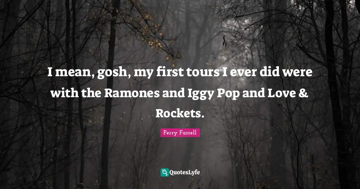 I mean, gosh, my first tours I ever did were with the Ramones and Iggy Pop and Love & Rockets.
