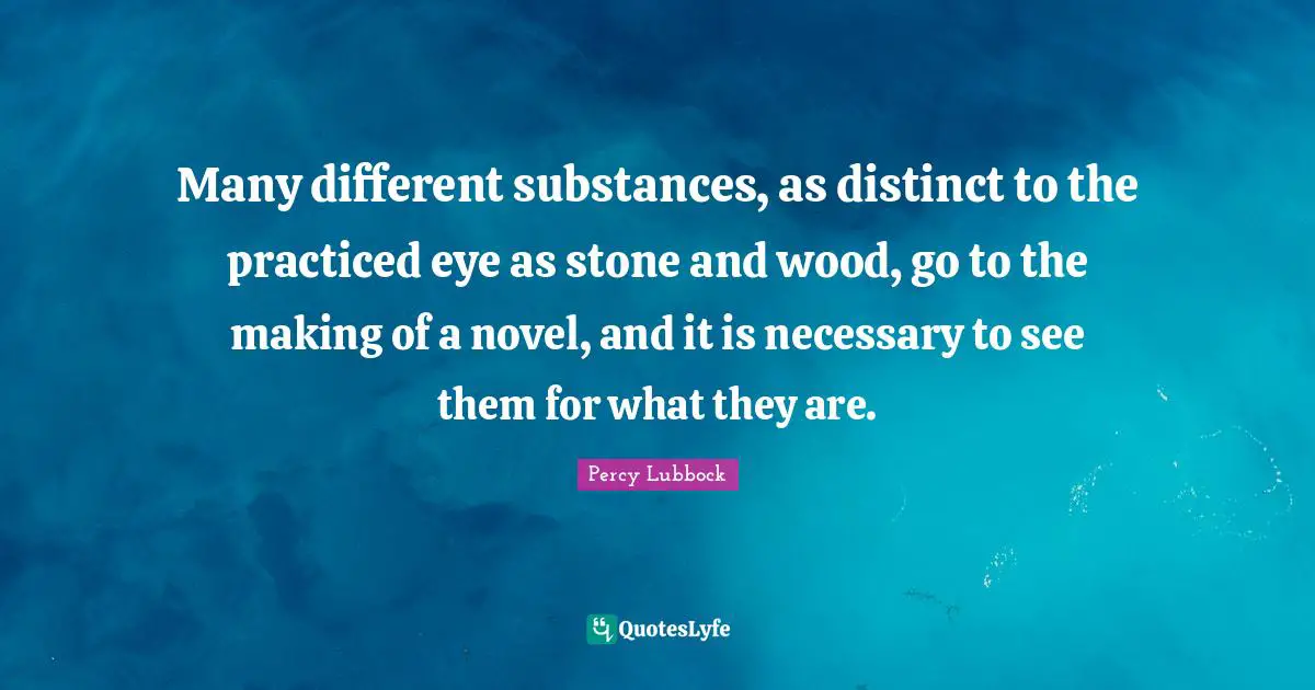 Many different substances, as distinct to the practiced eye as stone and wood, go to the making of a novel, and it is necessary to see them for what they are.
