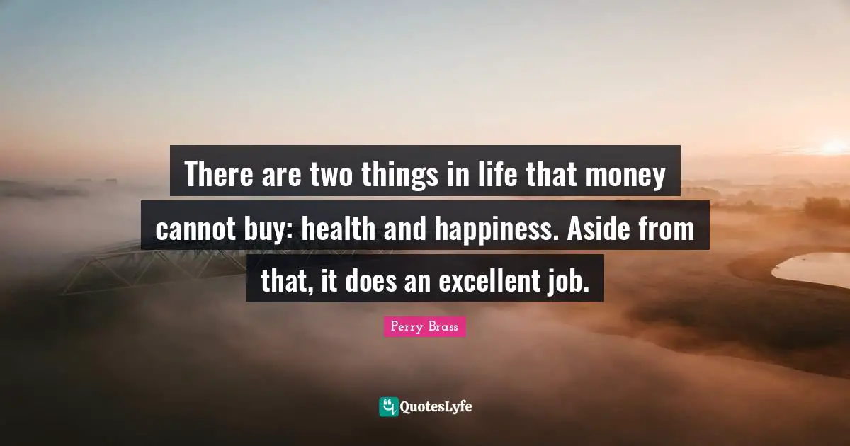 There are two things in life that money cannot buy: health and happiness. Aside from that, it does an excellent job.