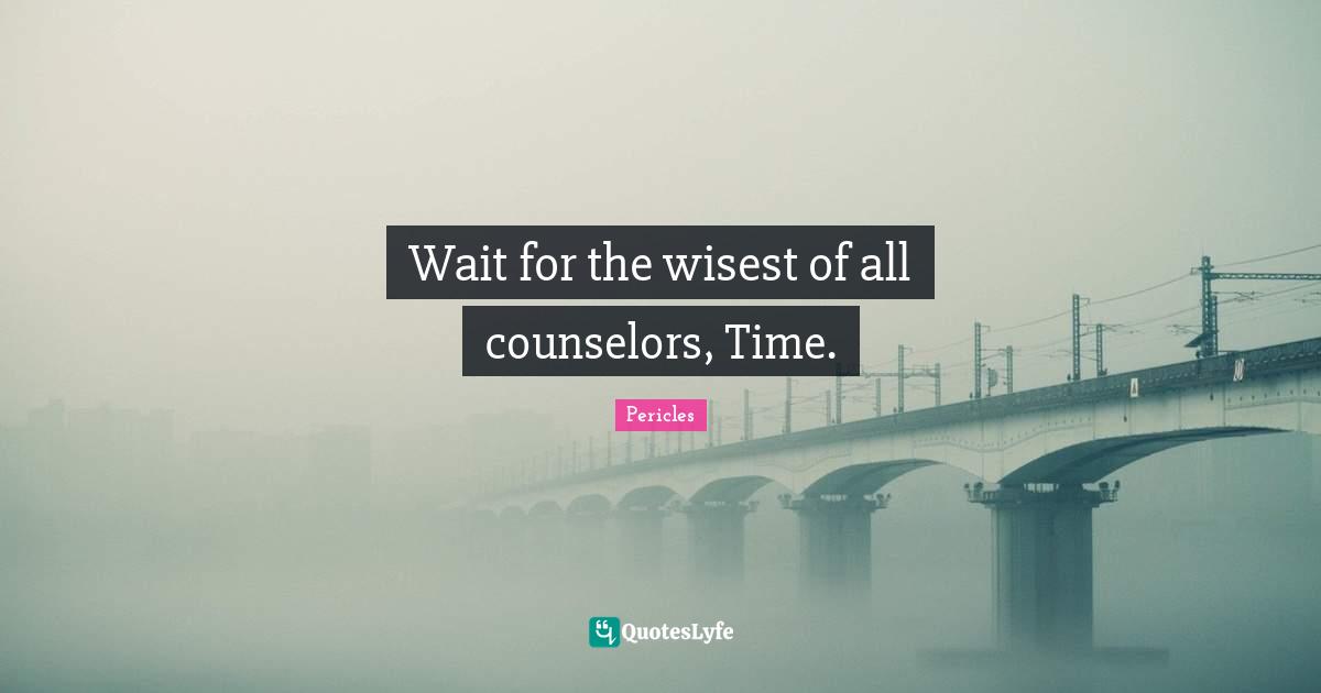 Wait for the wisest of all counselors, Time.