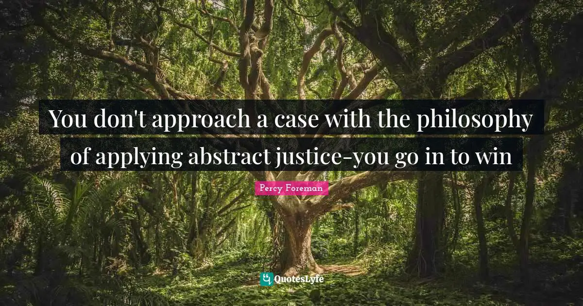 You don't approach a case with the philosophy of applying abstract justice-you go in to win