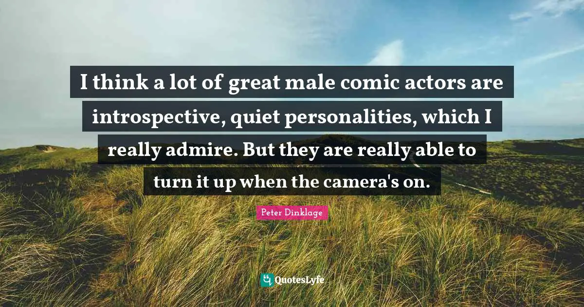 I think a lot of great male comic actors are introspective, quiet personalities, which I really admire. But they are really able to turn it up when the camera's on.