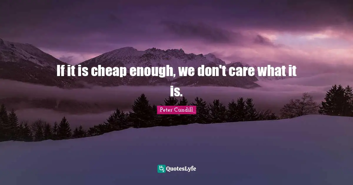 If it is cheap enough, we don't care what it is.