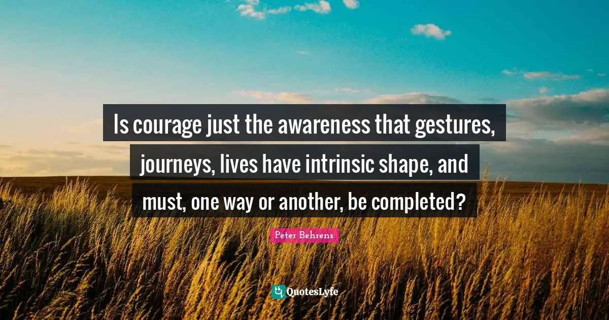 Is courage just the awareness that gestures, journeys, lives have intrinsic shape, and must, one way or another, be completed?