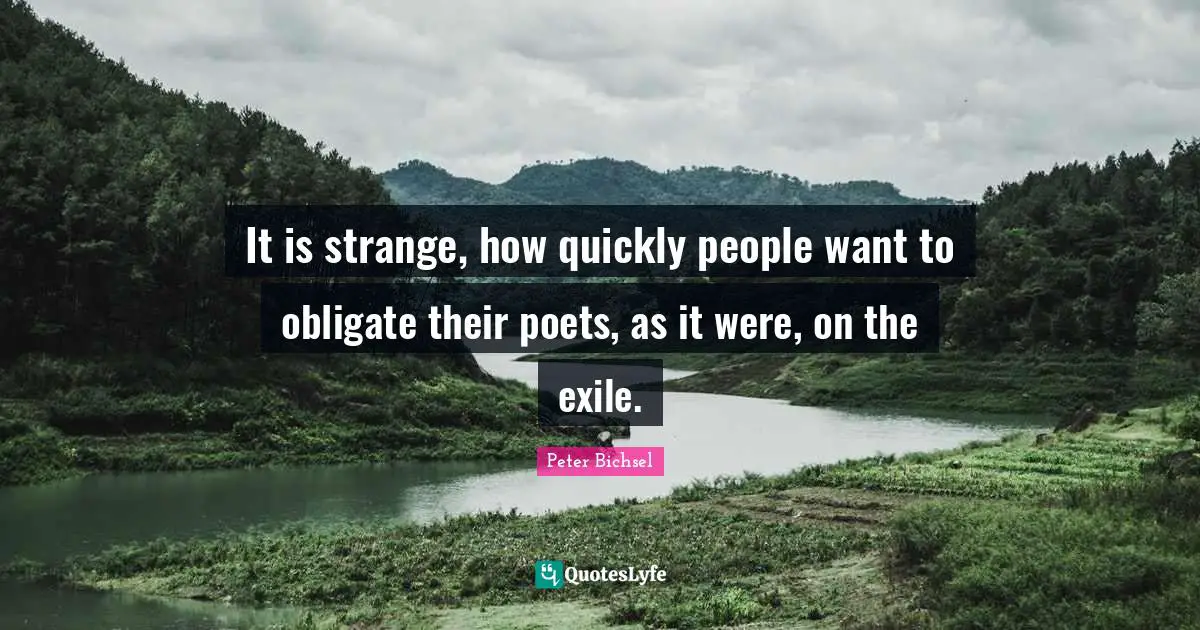 It is strange, how quickly people want to obligate their poets, as it were, on the exile.