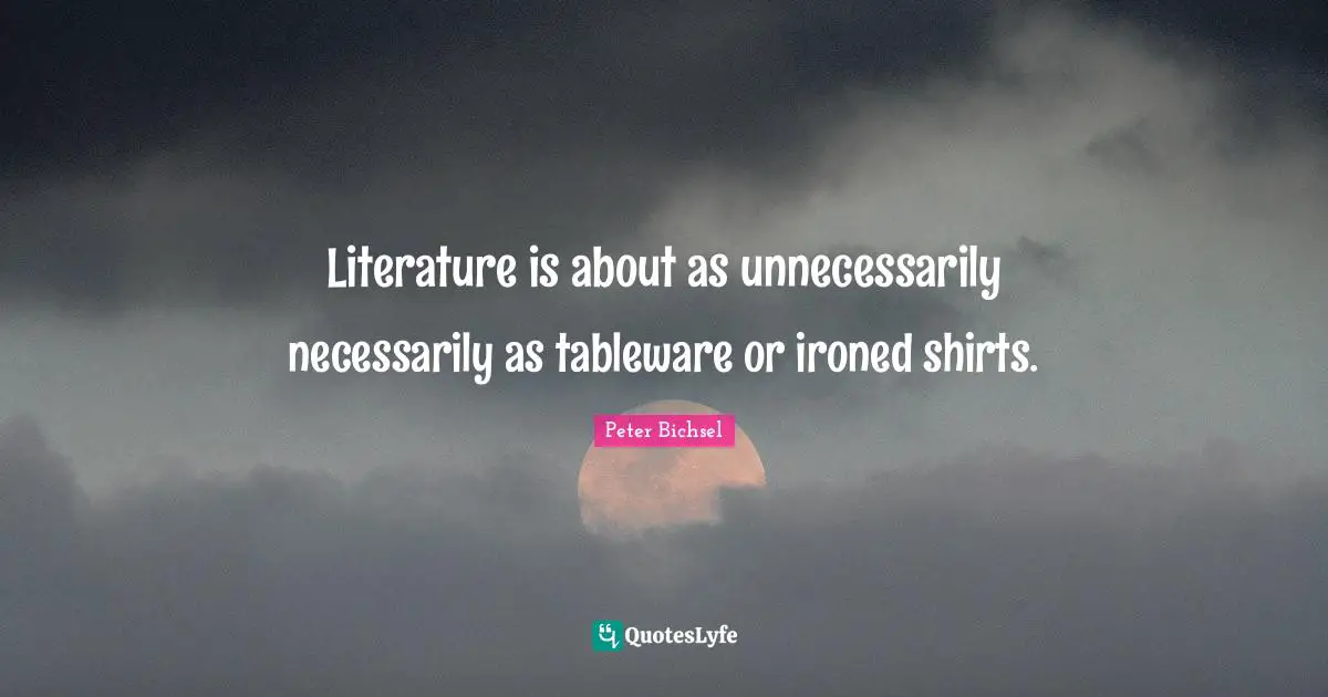 Literature is about as unnecessarily necessarily as tableware or ironed shirts.