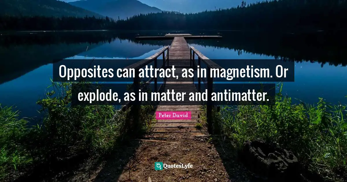 Opposites can attract, as in magnetism. Or explode, as in matter and antimatter.
