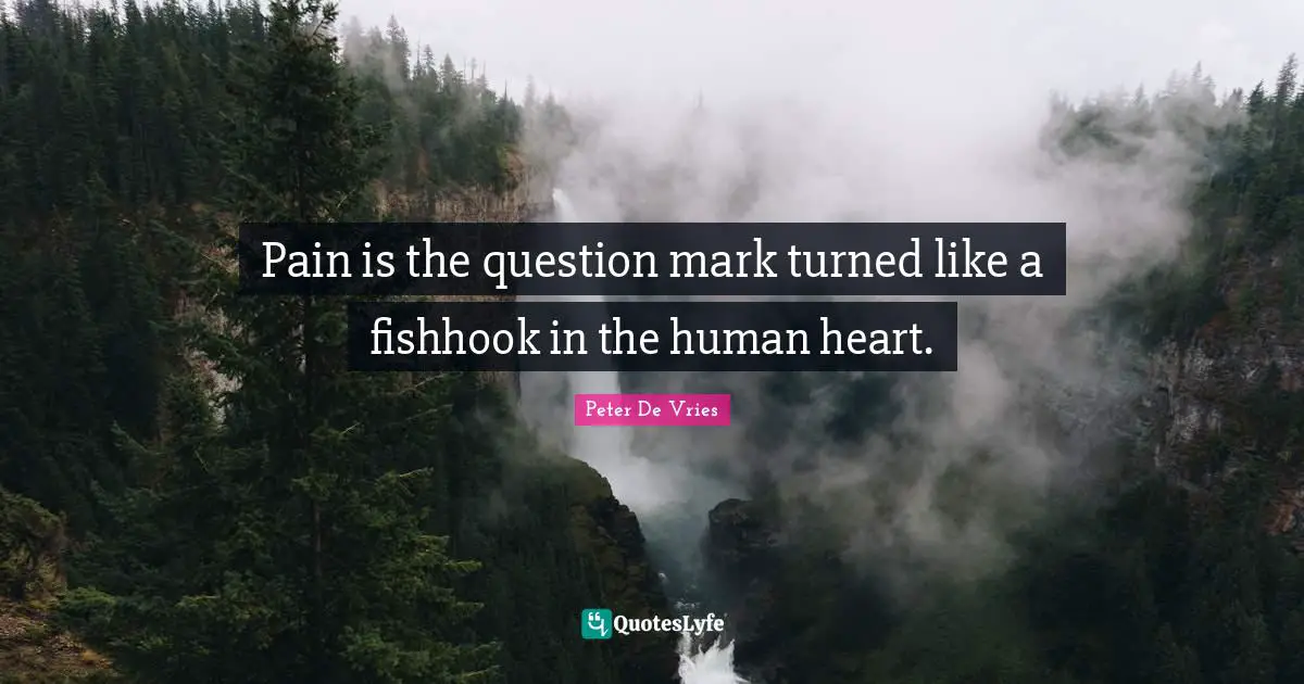 Pain is the question mark turned like a fishhook in the human heart.