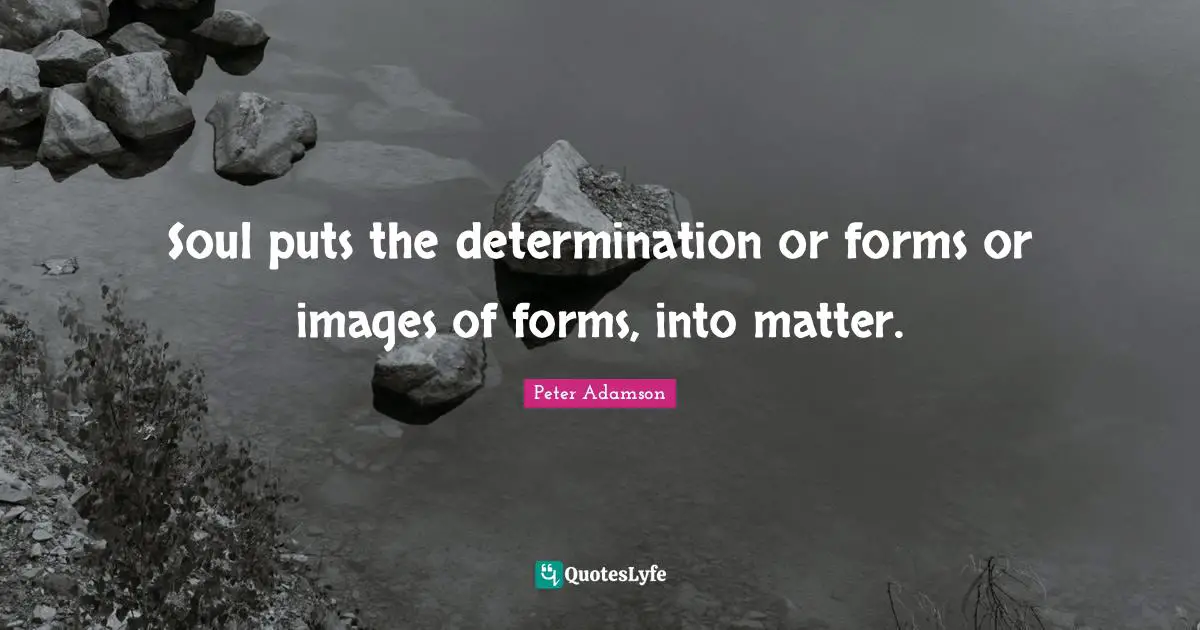 Soul puts the determination or forms or images of forms, into matter.