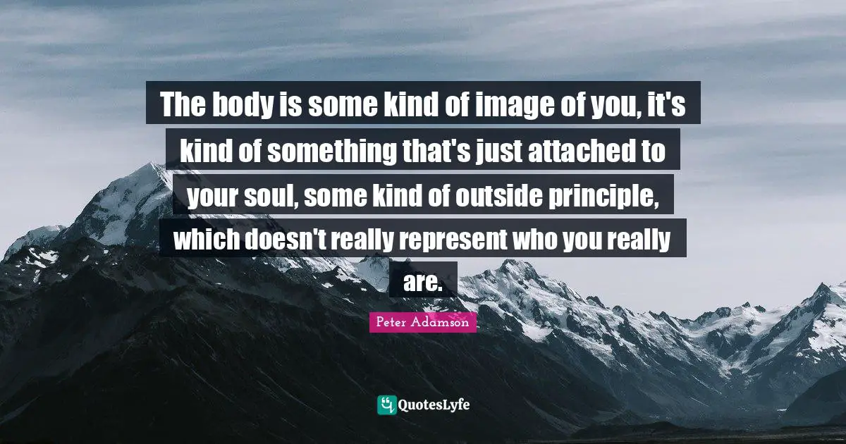 The body is some kind of image of you, it's kind of something that's just attached to your soul, some kind of outside principle, which doesn't really represent who you really are.