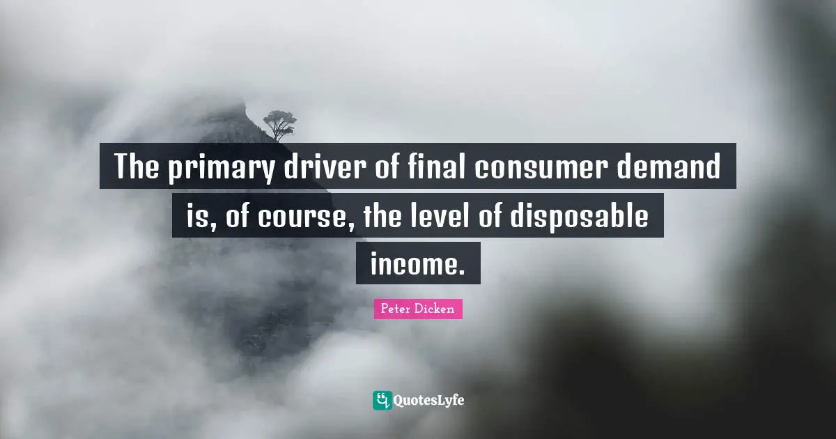 The primary driver of final consumer demand is, of course, the level of disposable income.