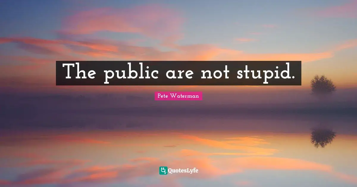 The public are not stupid.