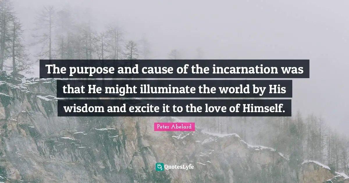 The purpose and cause of the incarnation was that He might illuminate the world by His wisdom and excite it to the love of Himself.