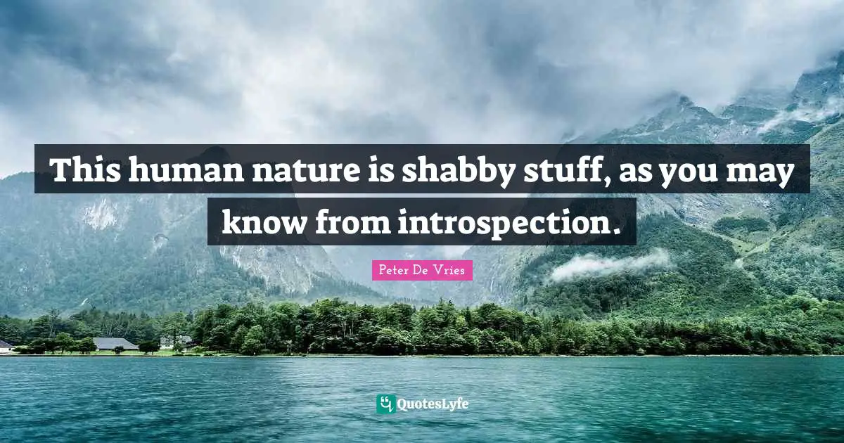 This human nature is shabby stuff, as you may know from introspection.