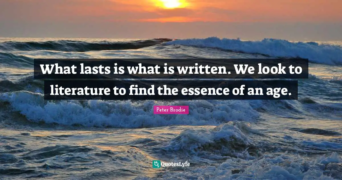 What lasts is what is written. We look to literature to find the essence of an age.