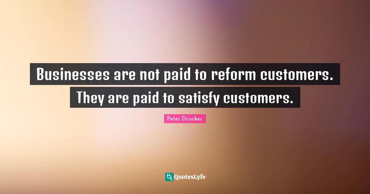 Businesses are not paid to reform customers. They are paid to satisfy customers.