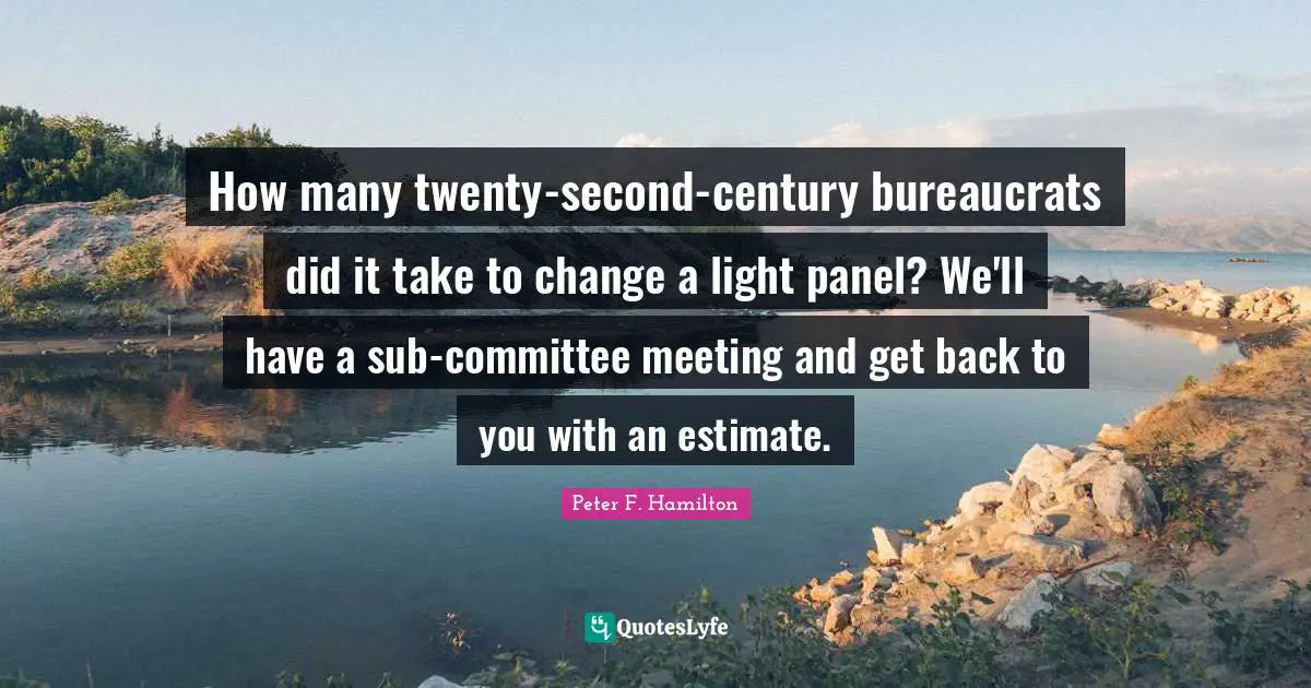 How many twenty-second-century bureaucrats did it take to change a light panel? We'll have a sub-committee meeting and get back to you with an estimate.