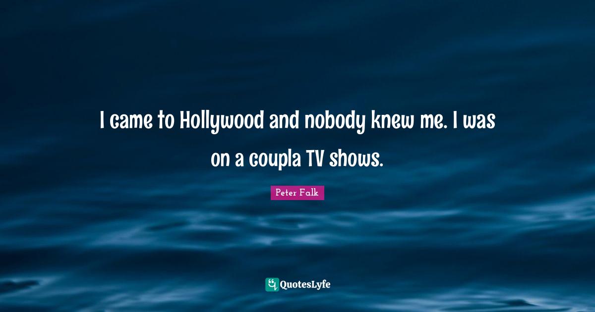 I came to Hollywood and nobody knew me. I was on a coupla TV shows.
