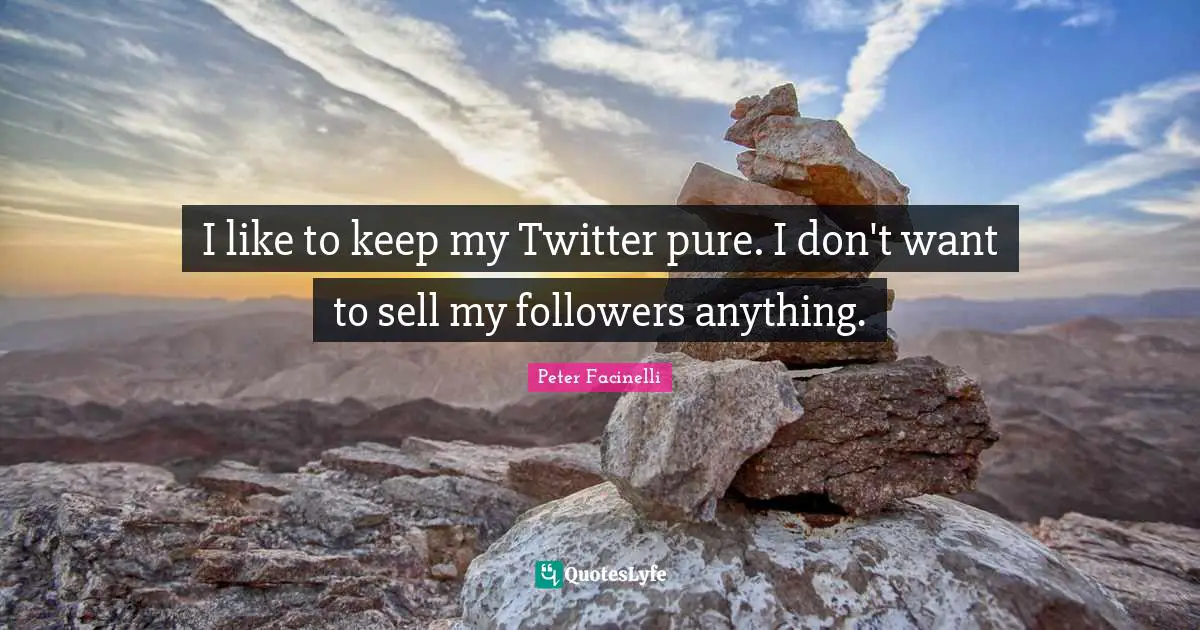 I like to keep my Twitter pure. I don't want to sell my followers anything.