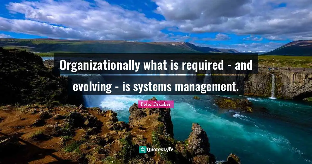 Organizationally what is required - and evolving - is systems management.