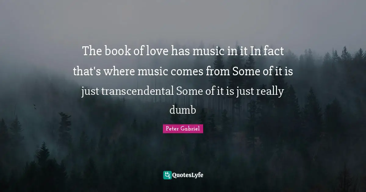 The book of love has music in it In fact that's where music comes from Some of it is just transcendental Some of it is just really dumb