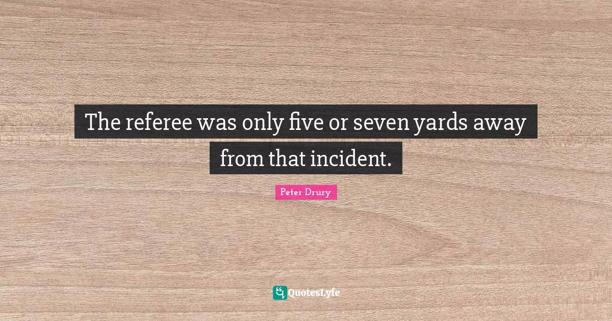 Referee Quotes: "The referee was only five or seven yards away from that incident."