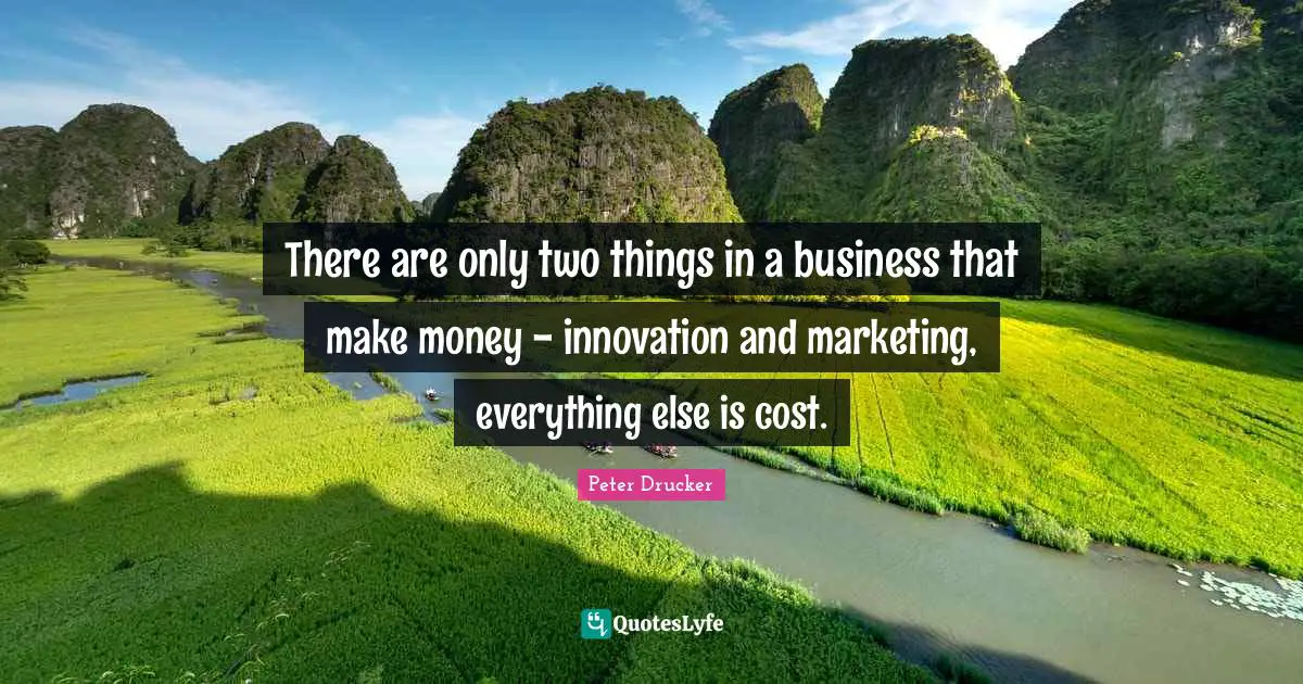 There are only two things in a business that make money - innovation and marketing, everything else is cost.