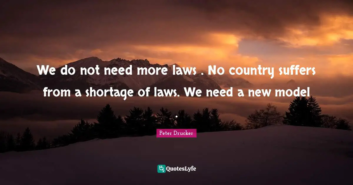 We do not need more laws . No country suffers from a shortage of laws. We need a new model .