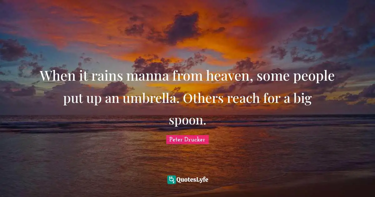 When it rains manna from heaven, some people put up an umbrella. Others reach for a big spoon.