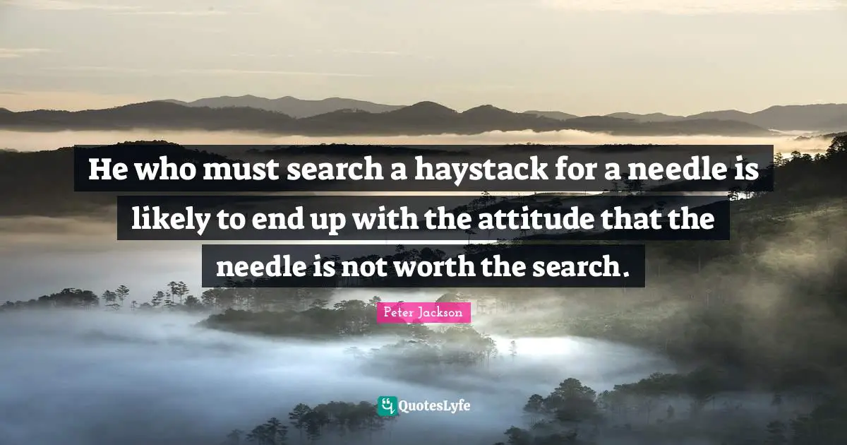 He who must search a haystack for a needle is likely to end up with the attitude that the needle is not worth the search.