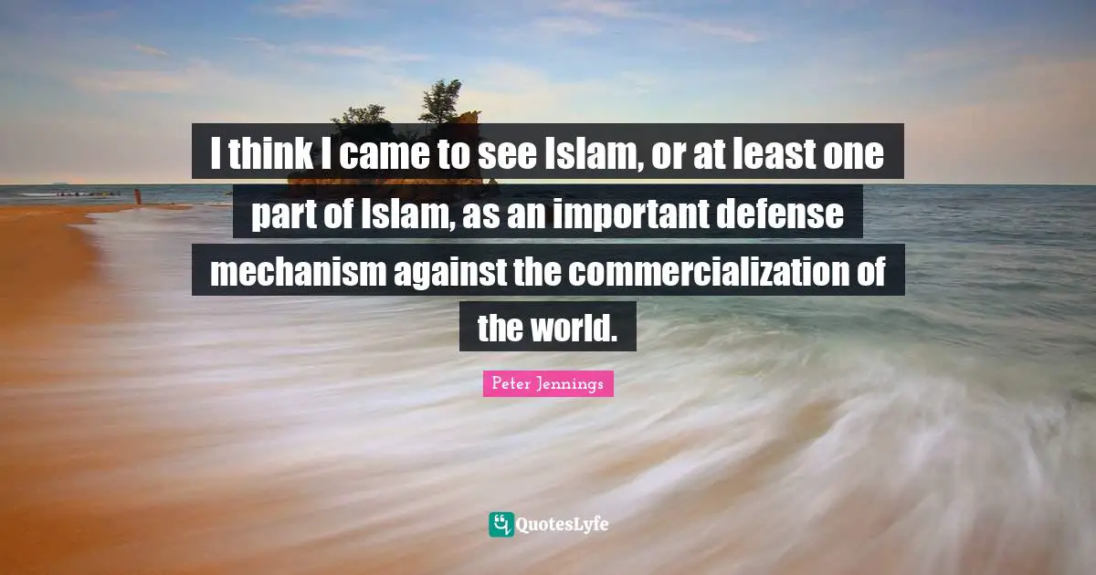 I think I came to see Islam, or at least one part of Islam, as an important defense mechanism against the commercialization of the world.