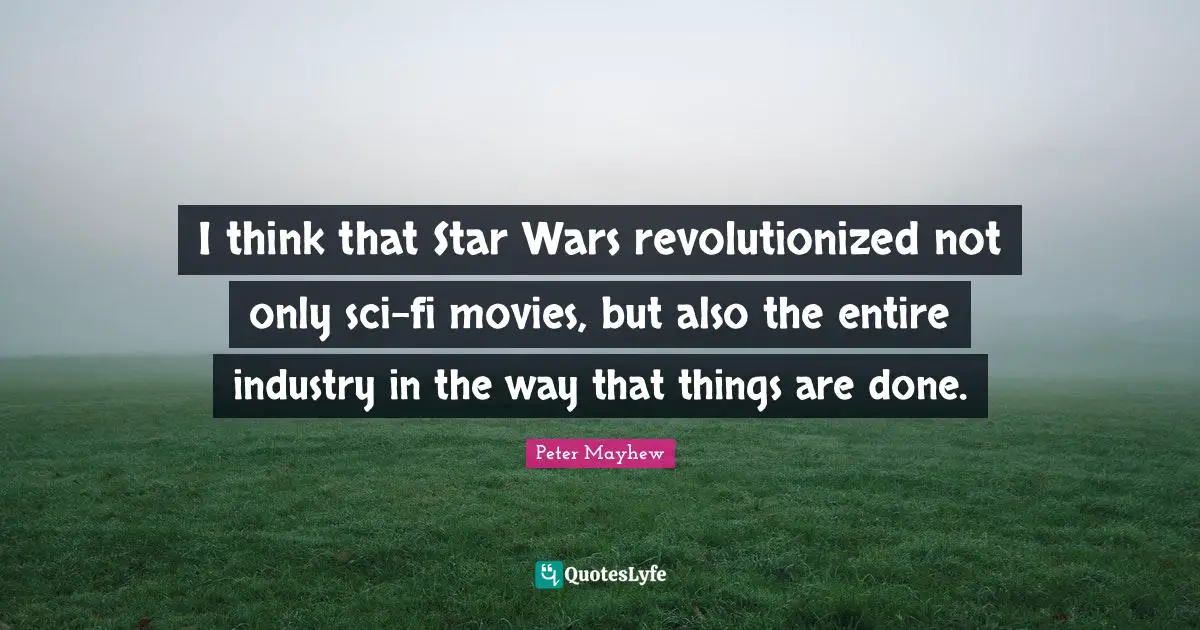 I think that Star Wars revolutionized not only sci-fi movies, but also the entire industry in the way that things are done.