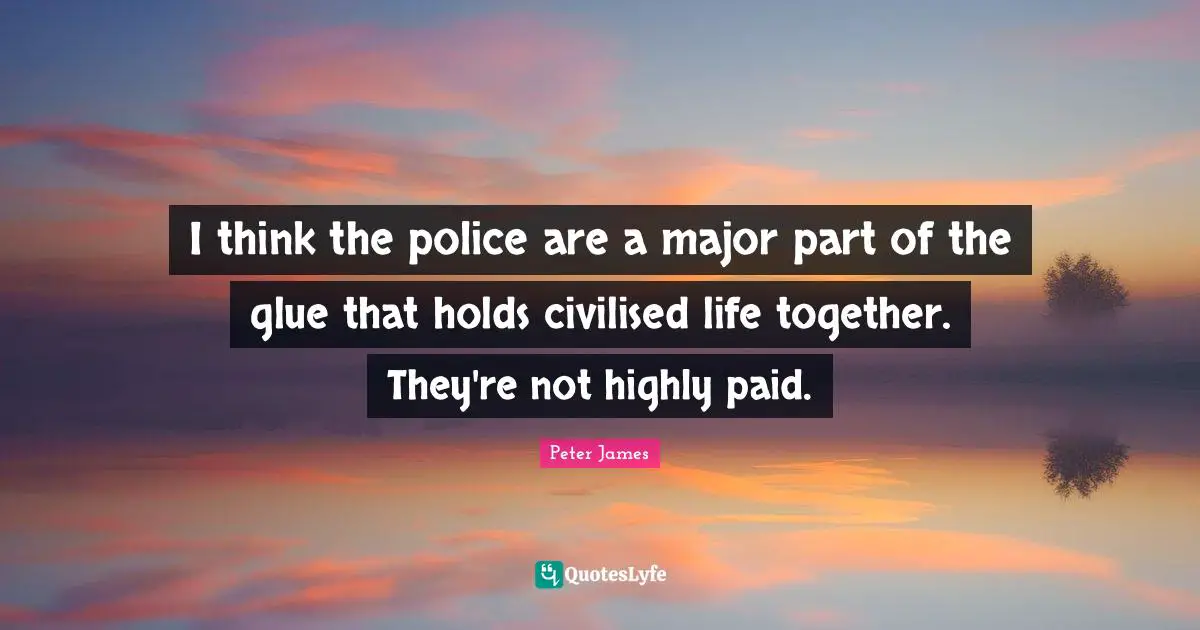 I think the police are a major part of the glue that holds civilised life together. They're not highly paid.