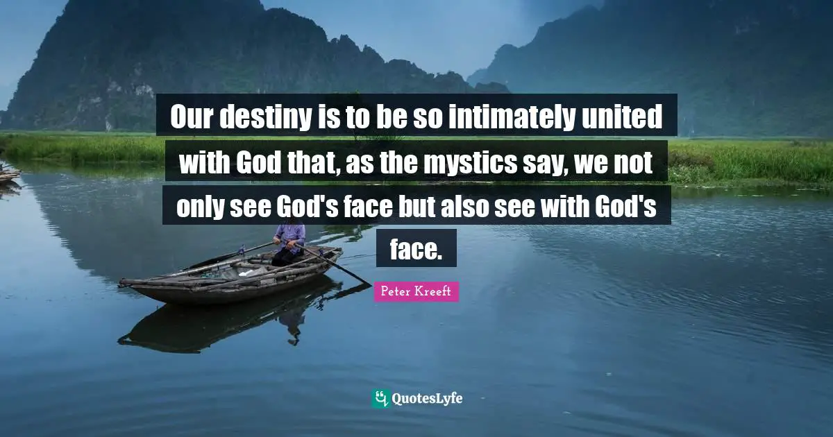 Our destiny is to be so intimately united with God that, as the mystics say, we not only see God's face but also see with God's face.