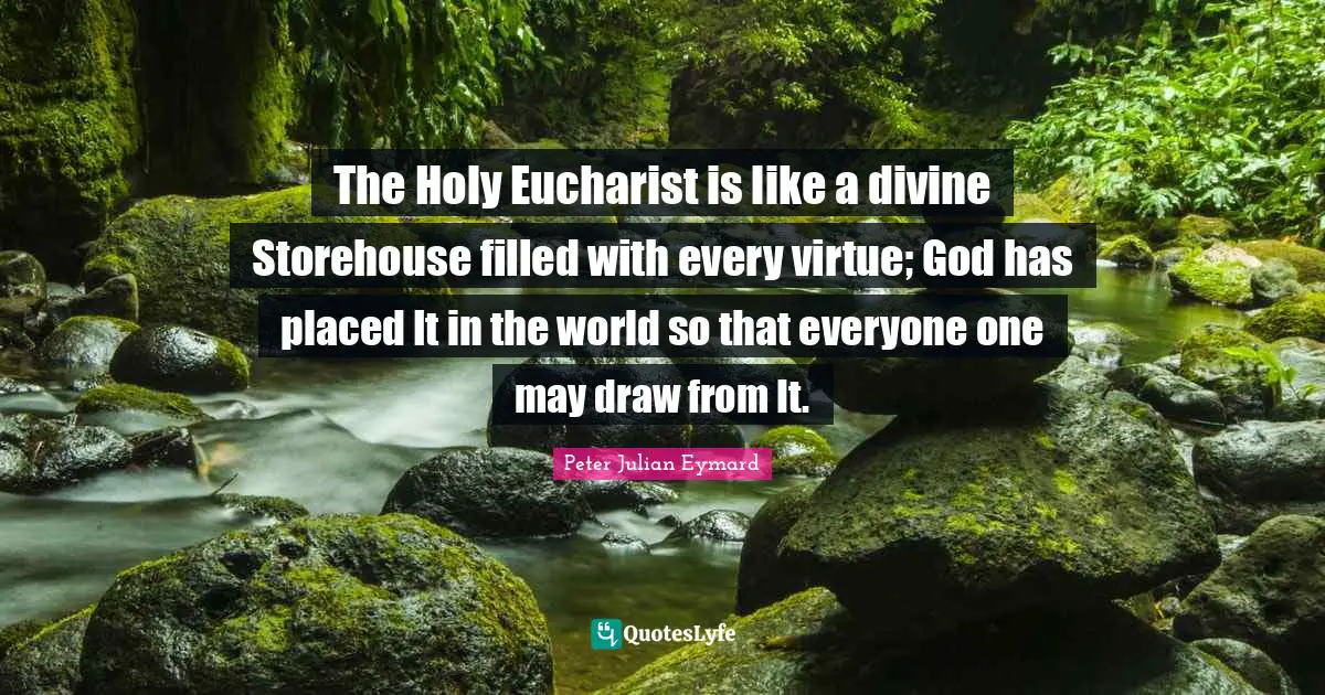 The Holy Eucharist is like a divine Storehouse filled with every virtue; God has placed It in the world so that everyone one may draw from It.