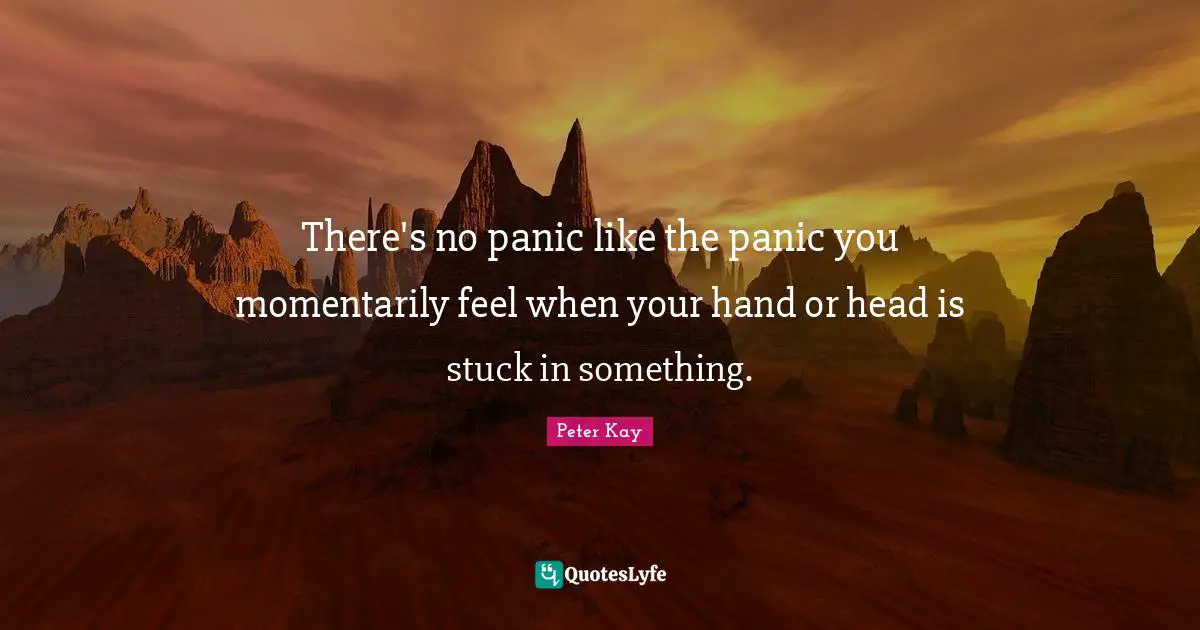 There's no panic like the panic you momentarily feel when your hand or head is stuck in something.
