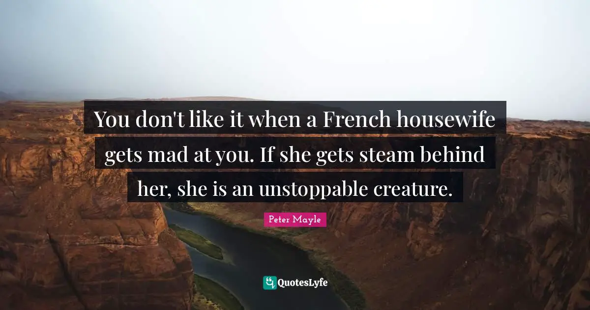 You don't like it when a French housewife gets mad at you. If she gets steam behind her, she is an unstoppable creature.