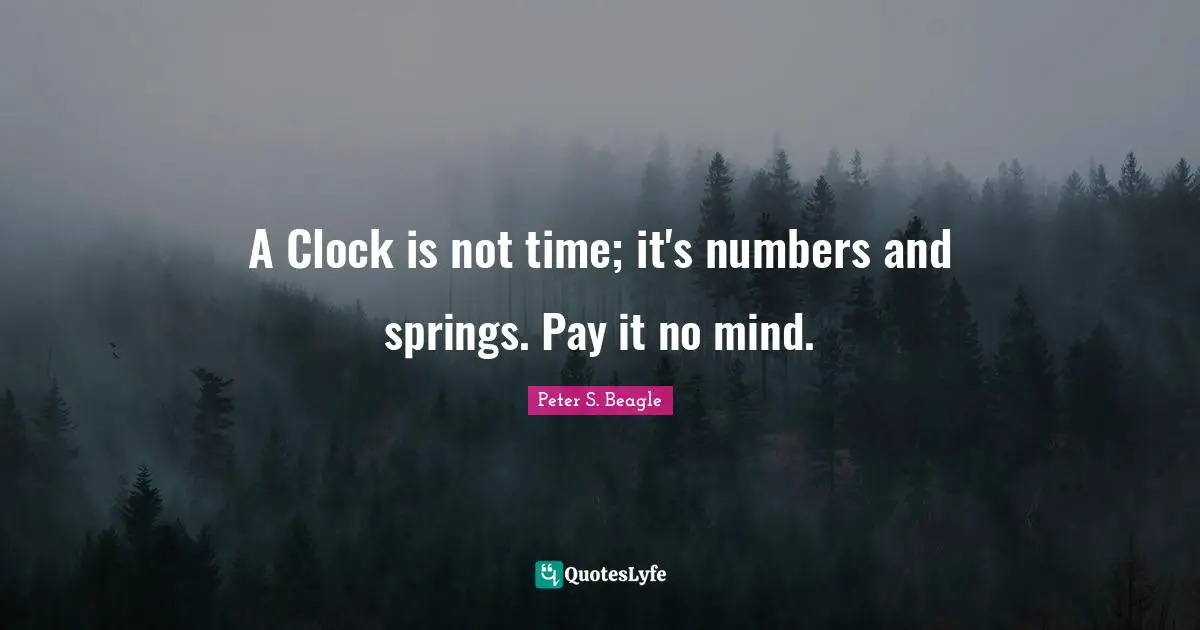 Peter S Beagle Quotes: "A Clock is not time; it's numbers and springs. Pay it no mind."