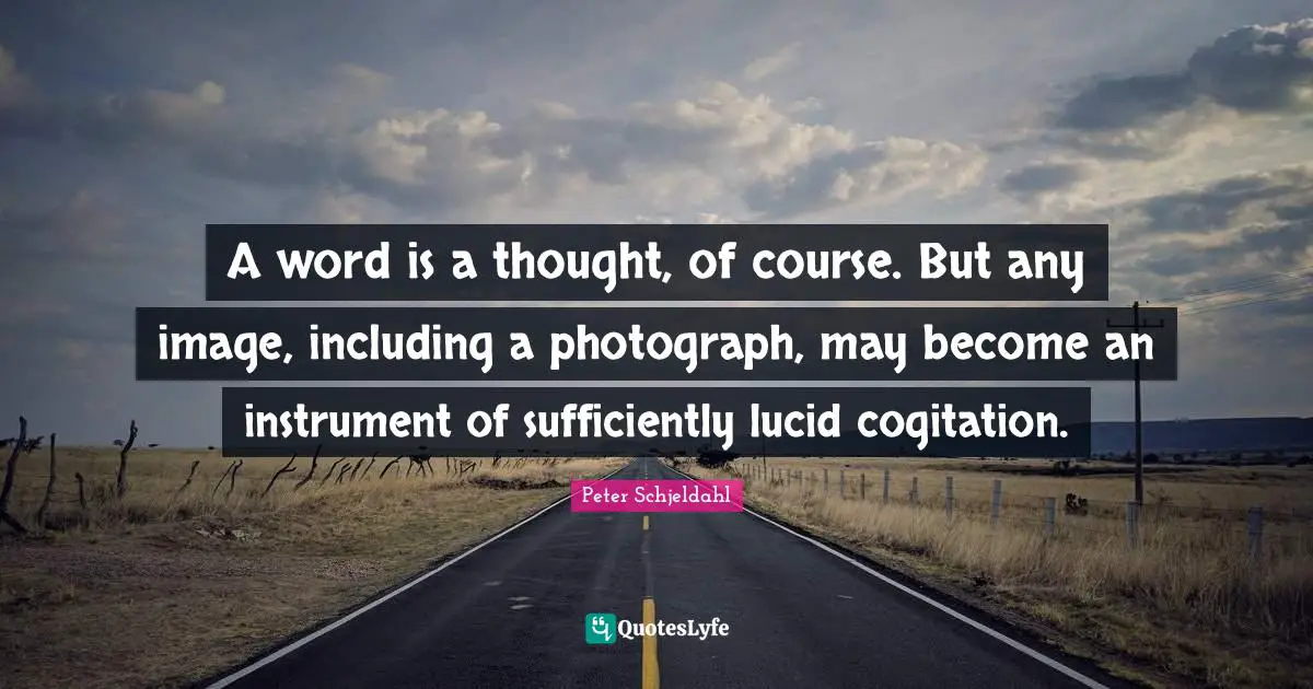 A word is a thought, of course. But any image, including a photograph, may become an instrument of sufficiently lucid cogitation.