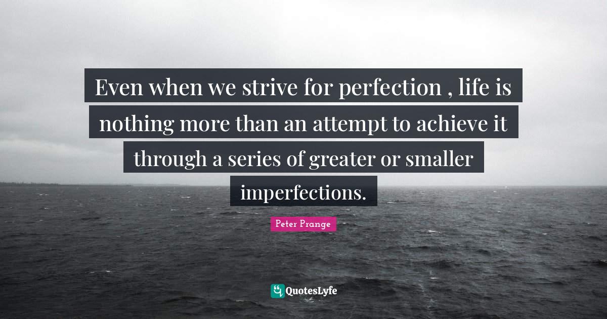 Even when we strive for perfection , life is nothing more than an attempt to achieve it through a series of greater or smaller imperfections.