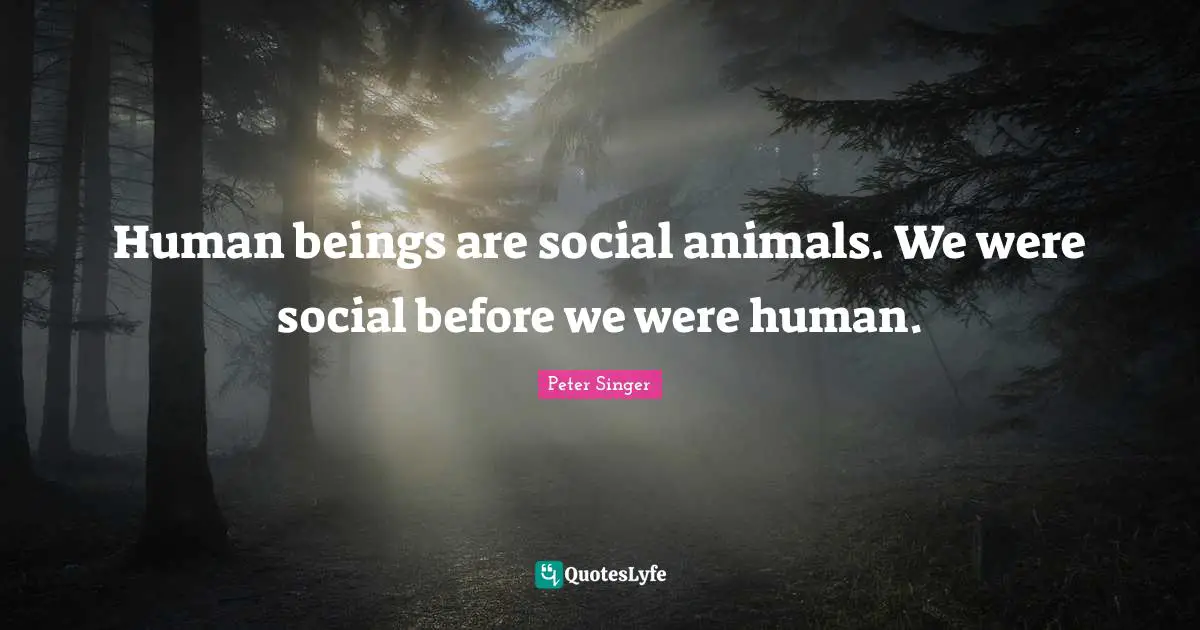 Human beings are social animals. We were social before we were human.