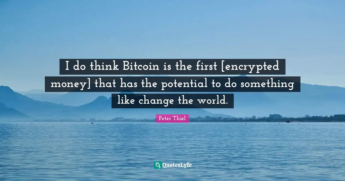I do think Bitcoin is the first [encrypted money] that has the potential to do something like change the world.