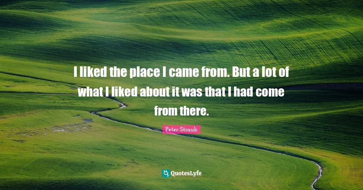 I liked the place I came from. But a lot of what I liked about it was that I had come from there.