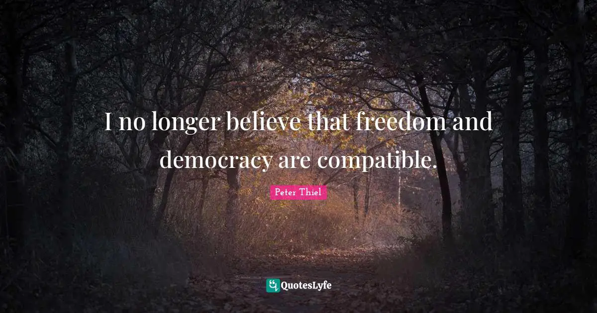 I no longer believe that freedom and democracy are compatible.