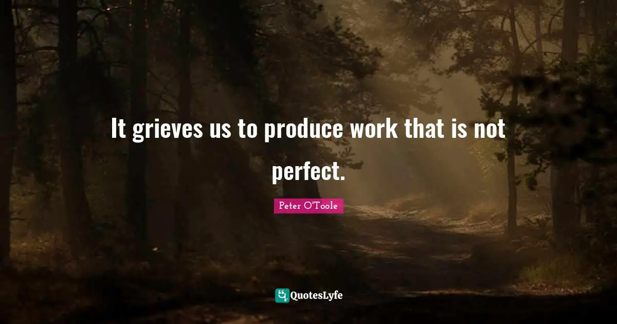It grieves us to produce work that is not perfect.