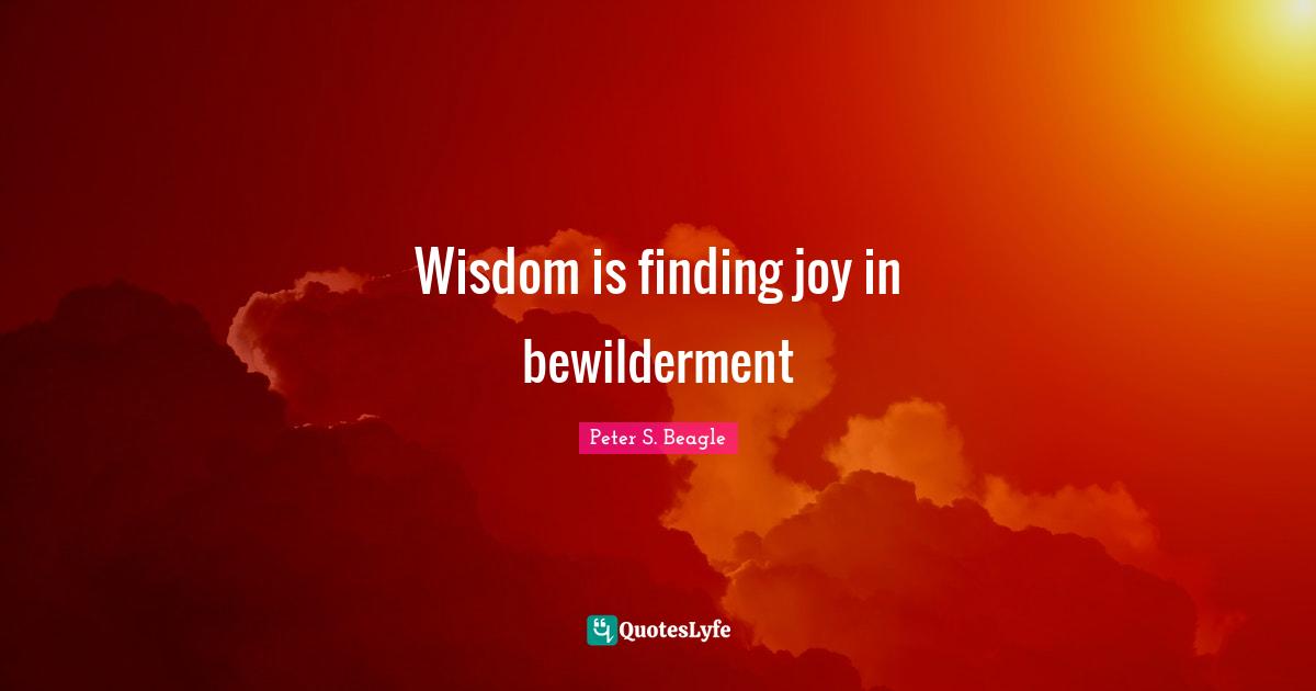 Peter S Beagle Quotes: "Wisdom is finding joy in bewilderment"