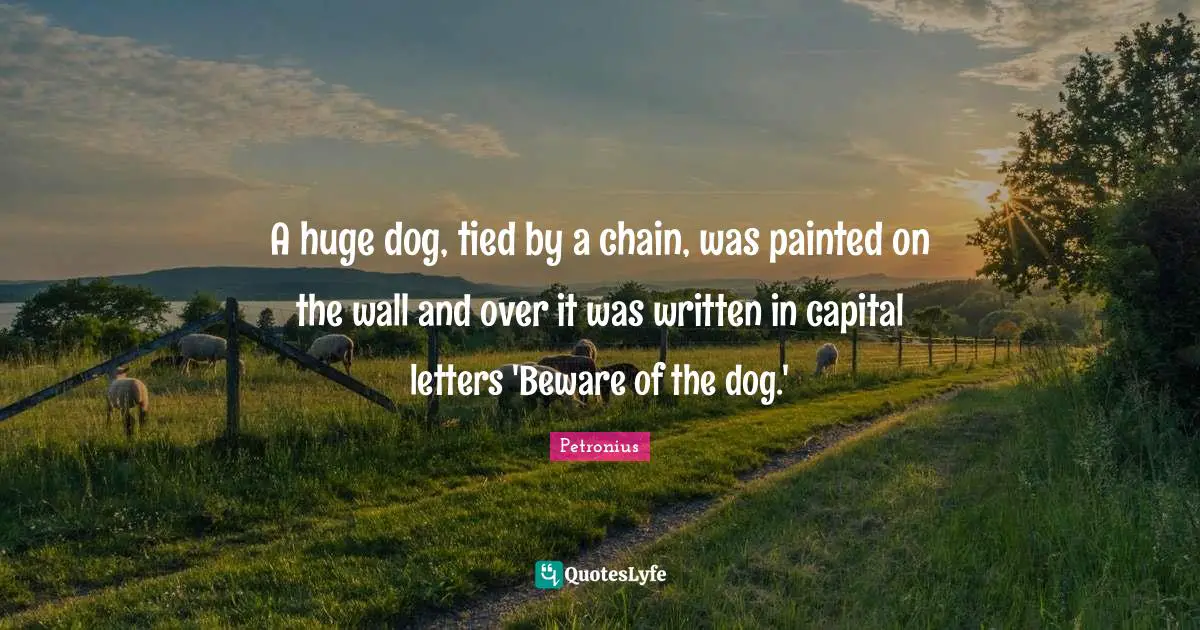 A huge dog, tied by a chain, was painted on the wall and over it was written in capital letters 'Beware of the dog.'