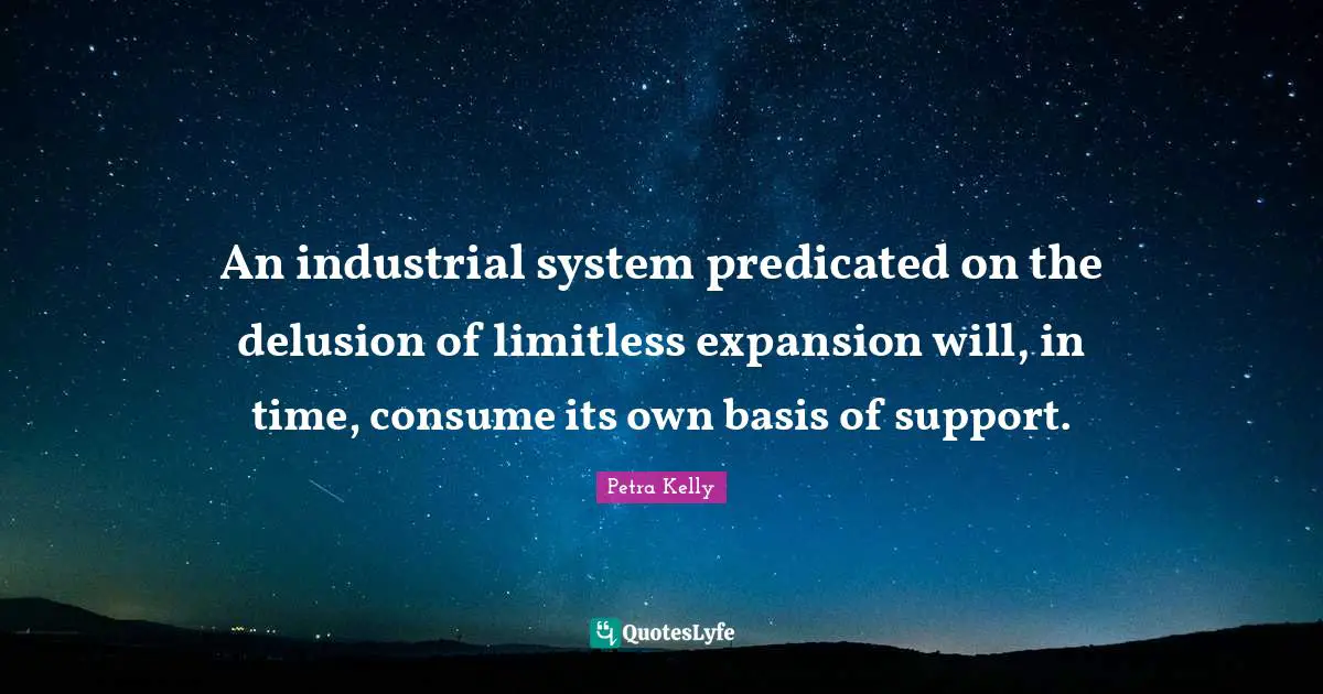 An industrial system predicated on the delusion of limitless expansion will, in time, consume its own basis of support.