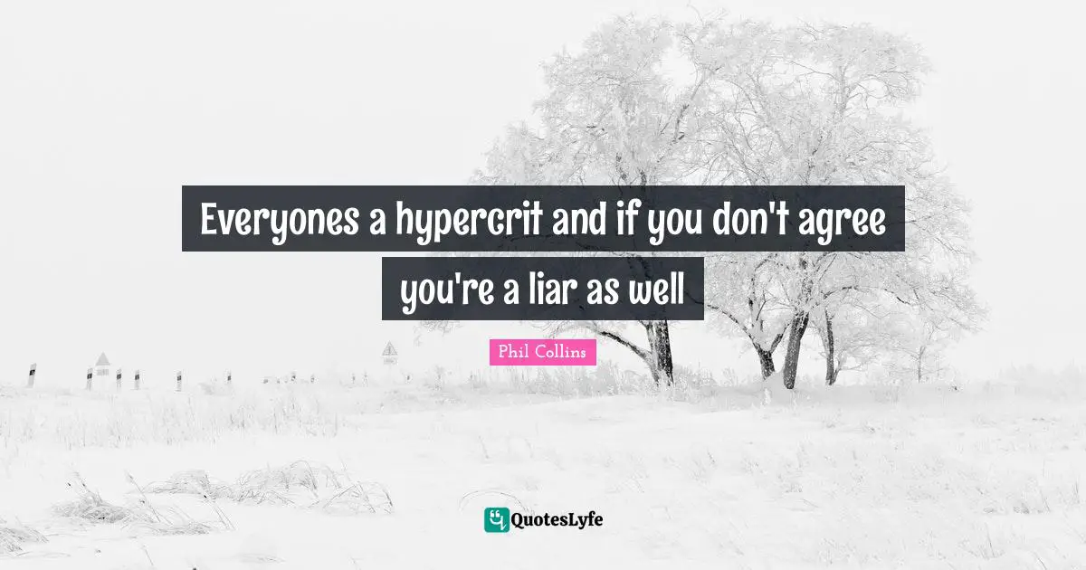 Everyones a hypercrit and if you don't agree you're a liar as well